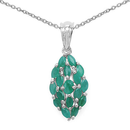 1.26 Carat Genuine Emerald .925 Sterling Silver Pendant