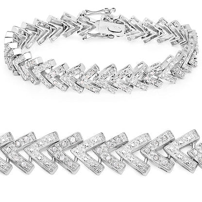 0.90 Carat Genuine White Diamond .925 Sterling Silver Bracelet