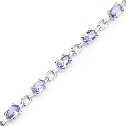 3.12 Carat Genuine Tanzanite .925 Sterling Silver Bracelet
