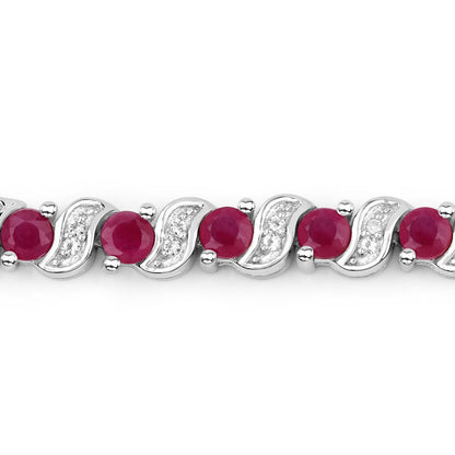 1.25 Carat Genuine Ruby and White Topaz .925 Sterling Silver Bracelet