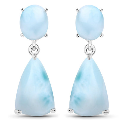11.54 Carat Genuine Larimar .925 Sterling Silver Earrings