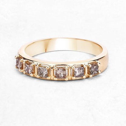 0.49 Carat Genuine Champagne Diamond 14K Yellow Gold Ring (I1-I2)
