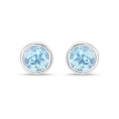 1.20 Carat Genuine Blue Topaz .925 Sterling Silver Earrings
