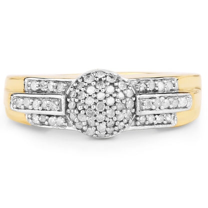 14K Yellow Gold Plated 0.30 Carat Genuine White Diamond .925 Sterling Silver Ring