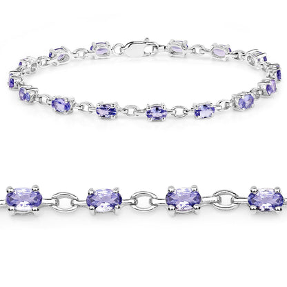 3.12 Carat Genuine Tanzanite .925 Sterling Silver Bracelet