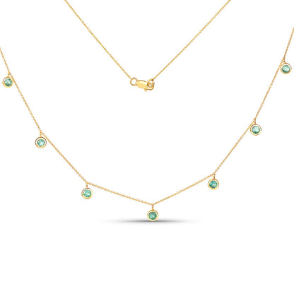 0.90 Carat Genuine Zambian Emerald 10K Yellow Gold Necklace