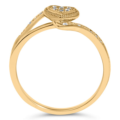 14K Yellow Gold Plated .925 Sterling Silver Diamond Accent Filigree Heart Promise Ring (I-J Color, I3 Clarity)- Size 7