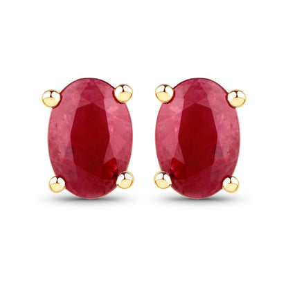 1.04 Carat Genuine Ruby 14K Yellow Gold Earrings