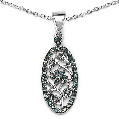 0.27 Carat Genuine Blue Diamond .925 Sterling Silver Pandent