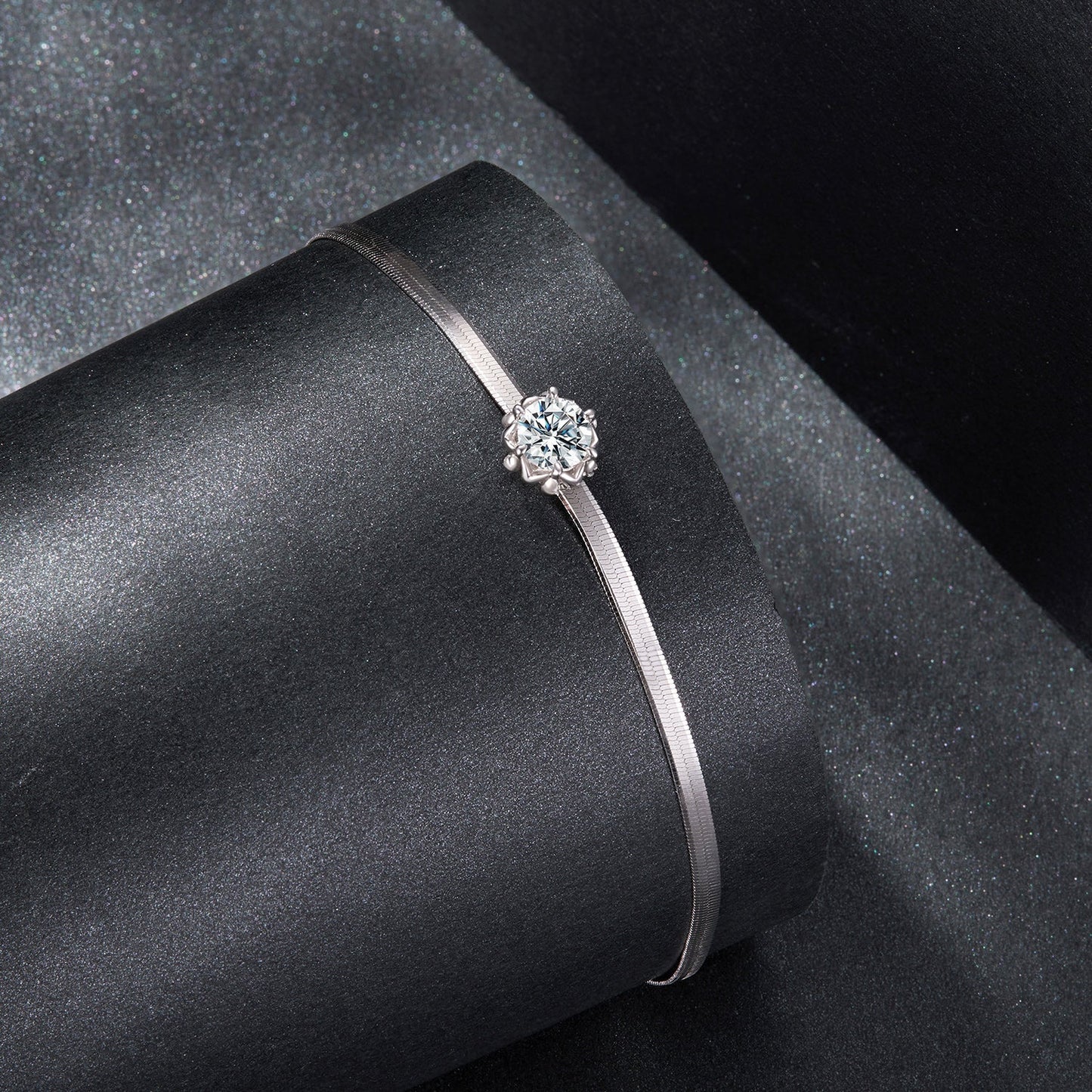 925 Sterling Silver Moissanite 0.50 Carat Bracelet with Pavé Setting and White Gold Plating for Women