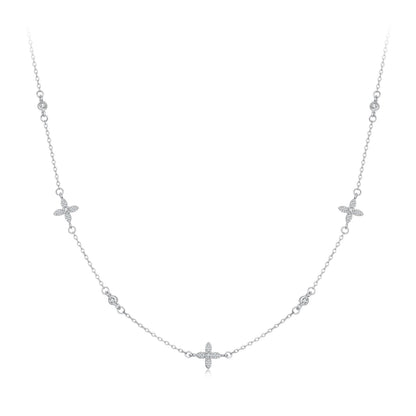 925 Sterling Silver White Gold Plated CZ Pendant Necklace for Women