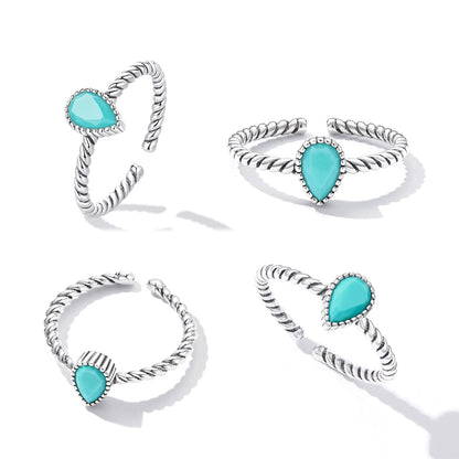 925 Silver 0.2cm Turquoise Ring for Women