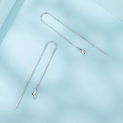 925 Sterling Silver Plated White Gold Water Droplet Earrings for Women