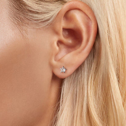 925 Sterling Silver Earrings with Pavé Setting CZ in White Gold