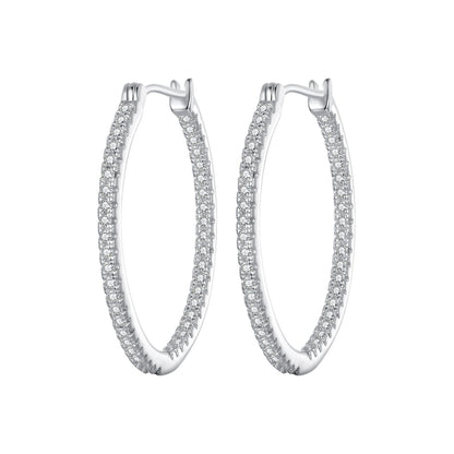 925 Sterling Silver Earrings with Pave Setting CZ in White Gold for Women