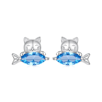 925 Sterling Silver 0.8cm White Gold Plated CZ Earrings for Women