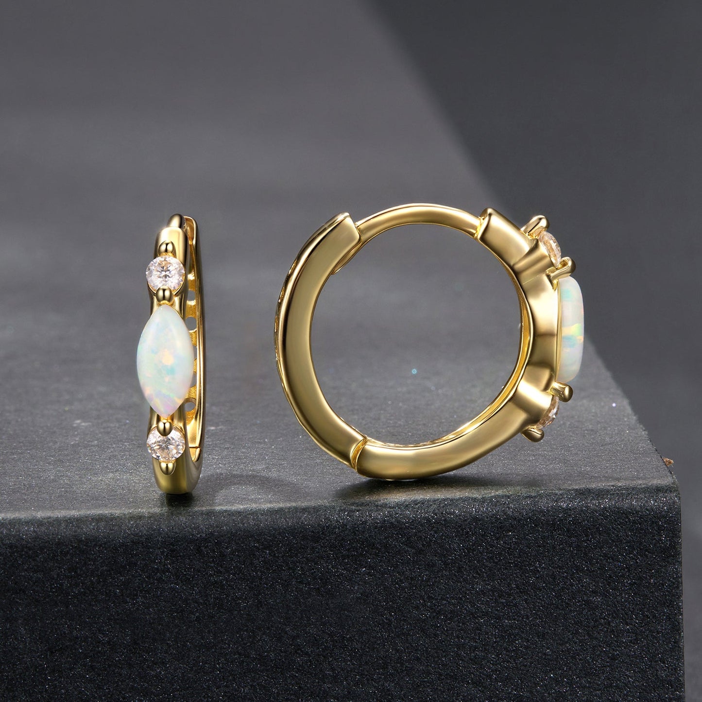 925 Sterling Silver Moissanite and Opal White Gold Plated Earrings for Women
