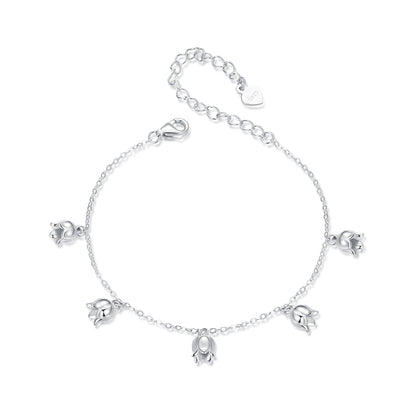 925 Sterling Silver Plated White Gold 12x41mm Pendant Bracelet
