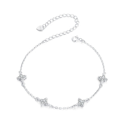 925 Sterling Silver White Gold Plated Adjustable CZ Bracelet for Women