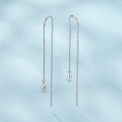 925 Sterling Silver Plated White Gold Water Droplet Earrings for Women