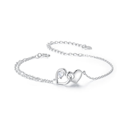 925 Sterling Silver Bracelet with Pave Setting CZ and White Gold Plating