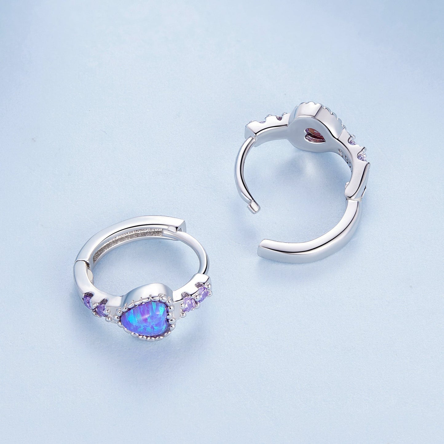 925 Sterling Silver Translucent Opal Earrings with CZ for Women