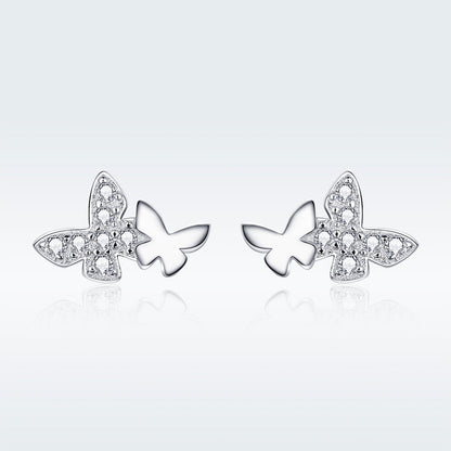 925 Sterling Silver Earrings with Pavé Setting CZ - 0.6*0.9cm