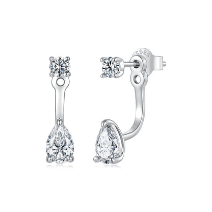 925 Sterling Silver White Gold Plated Moissanite 1.7 x 0.4 cm Earrings for Women