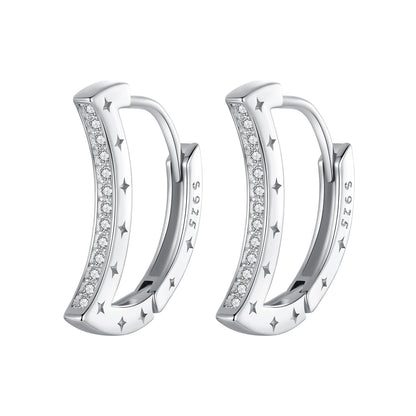 925 Sterling Silver Pave Setting CZ White Gold Plated Earrings for Women