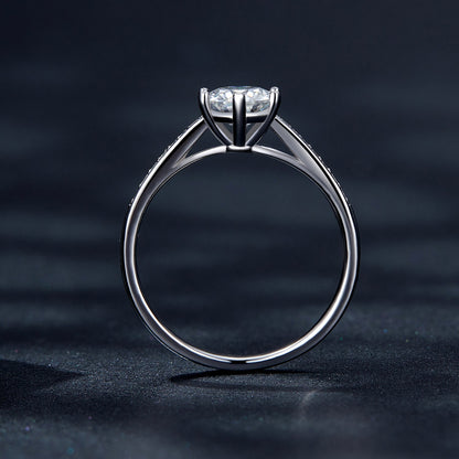 925 Sterling Silver Moissanite & CZ Ring Size 6 for Women