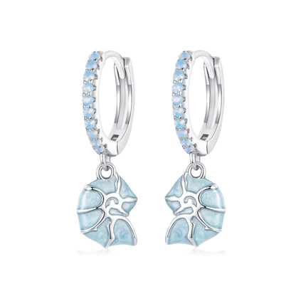 925 Sterling Silver Earrings with Nano Opal Stone and Enamel - 22x8mm