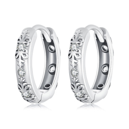 925 Sterling Silver Earrings with Oxidized Finish and Pavé Setting CZ for Women