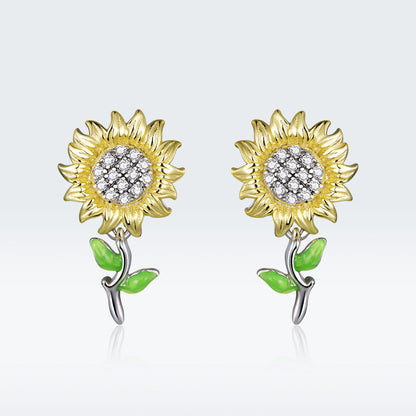 925 Sterling Silver Plated Gold Earrings with Enamel Process