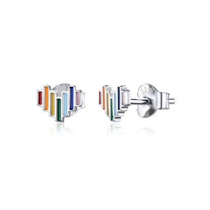925 Sterling Silver Plated Platinum Earrings 0.5x0.6cm