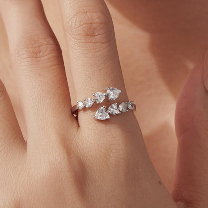 925 Sterling Silver White Gold Plated Pavé Setting Rings for Women