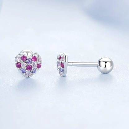 925 Sterling Silver Earrings with Pavé Setting CZ in White Gold for Women