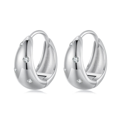 925 Sterling Silver Earrings with CZ in White Gold Plating - Stylish Design for Women