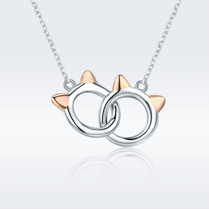 925 Sterling Silver Necklace, Length 38-45cm, Pendant 1.2*1cm, for Women