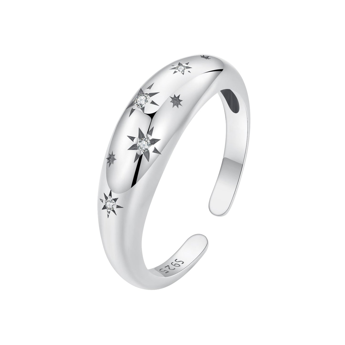 925 Sterling Silver Ring with Pavé Setting CZ, Width 2.2-5.8mm, Oxidized Silver, Women's Ring