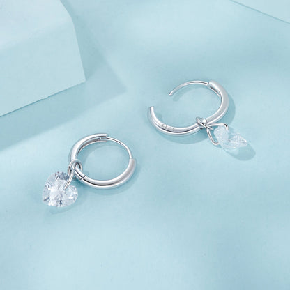 925 Sterling Silver Earrings with Pavé Setting CZ and White Gold Plating for Women