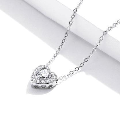 925 Sterling Silver Adjustable Cubic Zirconia Pendant Necklace for Women