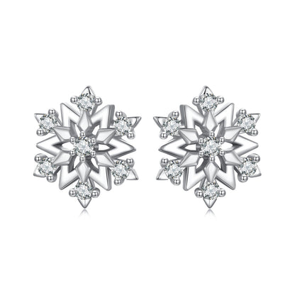 925 Sterling Silver Earrings with Pavé Setting CZ and White Gold Plating
