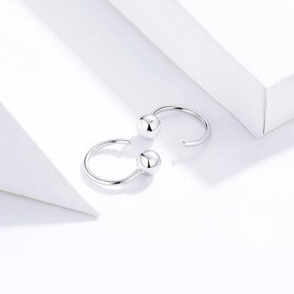 925 Sterling Silver Earrings with Plated Platinum, 1cm Diameter for Women