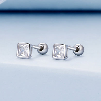 925 Sterling Silver 5mm Pavé Setting CZ Earrings for Women