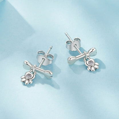 925 Sterling Silver Earrings with Pavé Setting CZ in Oxidized Silver
