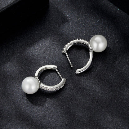 925 Sterling Silver Moissanite 0.15 Carat Earrings with Quality Shell Pearl for Women