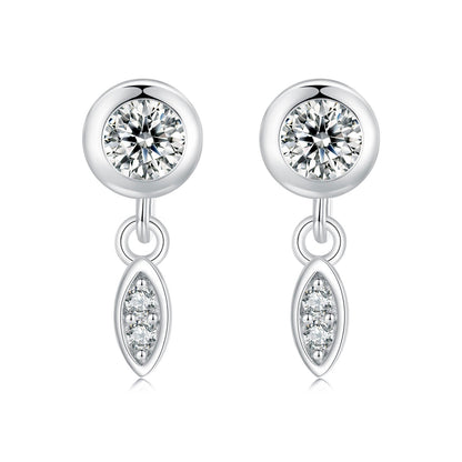 925 Sterling Silver Earrings with Pavé Setting CZ in White Gold - 11*4mm