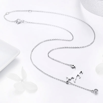 925 Sterling Silver Necklace 38-45cm with 1.4*2.5cm Pendant for Women