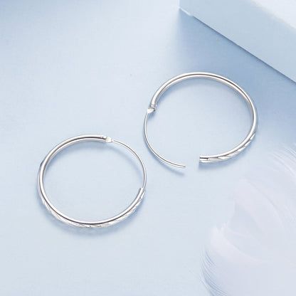 925 Sterling Silver Earrings for Women - White Gold Plated, 2.3x0.2 cm