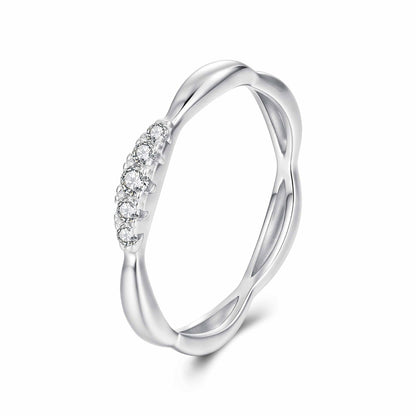 925 Sterling Silver Moissanite Ring with 0.15-0.2cm Gems for Women - Size 6